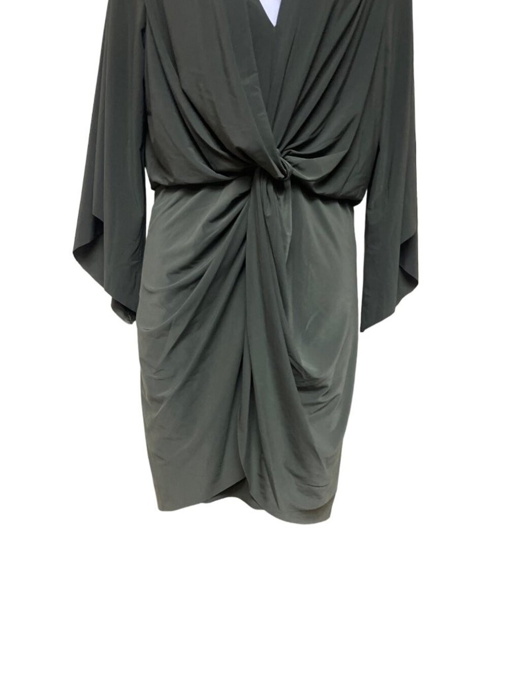MISA Los Angeles Teget Dress Olive Green Knot Front Bell Sleeve Small NWT USA - Picture 3 of 10